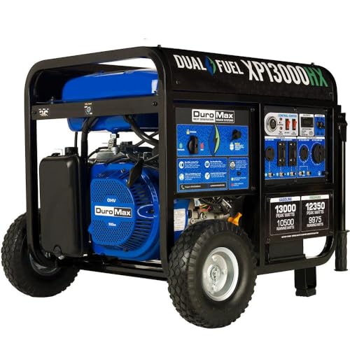 DuroMax XP13000HX 13,000-Watt Dual Fuel Portable Generator - Gas...