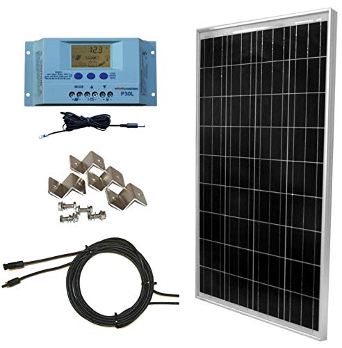 WindyNation 100 Watt Solar Panel Off-Grid RV Boat Kit with LCD PWM Charge