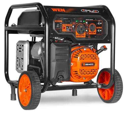 WEN 5,600-Watt Dual Fuel Portable Generator with Wheel Kit,...