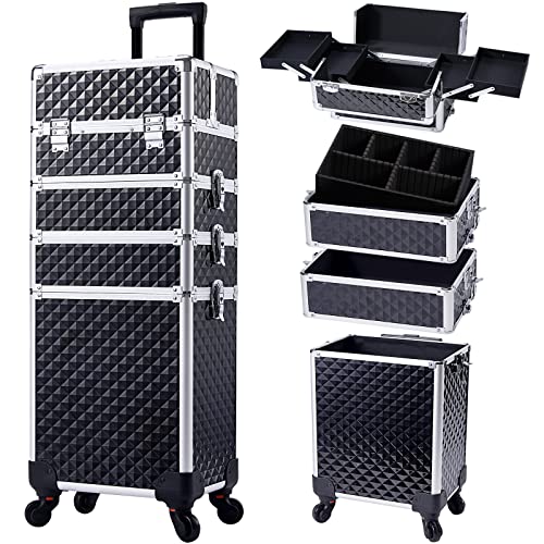 Stagiant Rolling Makeup Case Cosmetology Case on Wheels 4 in 1...
