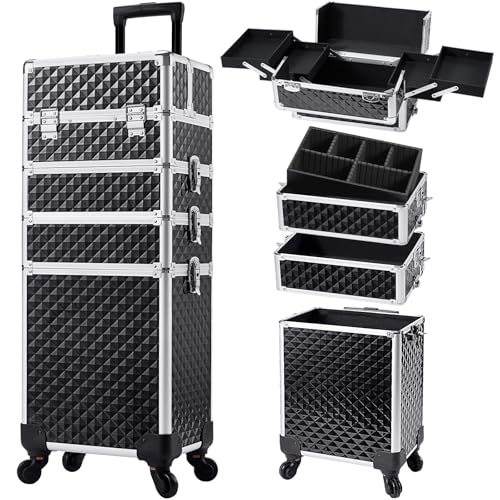 Stagiant Rolling Makeup Case Cosmetology Case on Wheels 4 in 1...