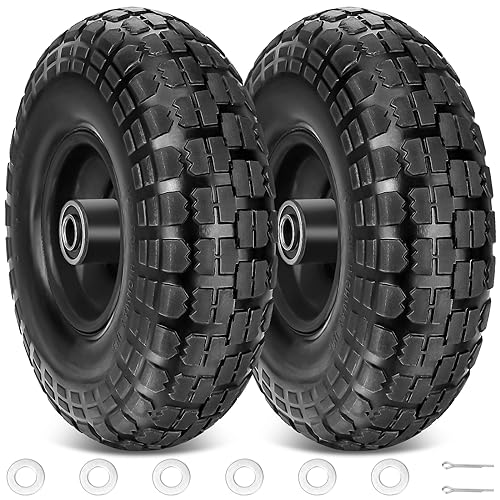 TICONN 10' Solid Tires, 2 Pack Flat Free 4.10/3.50-4'' Wheels...