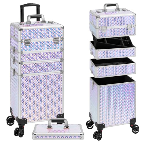 AROUS 5 in 1 Professional Makeup Train Case Aluminum Cosmetic...