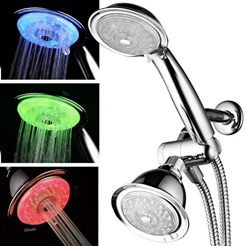 Luminex by PowerSpa 7-Color 24-Setting LED Shower Head Combo with Air