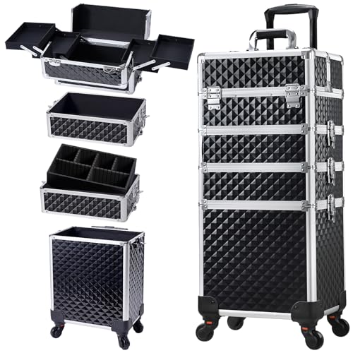 Stagiant Rolling Makeup Case Cosmetology Case on Wheels 4 in 1...