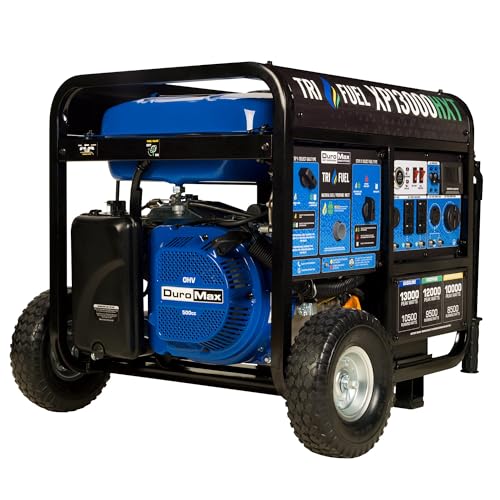 DuroMax XP13000HXT 13,000-Watt 500cc Tri Fuel Gas Propane Natural...