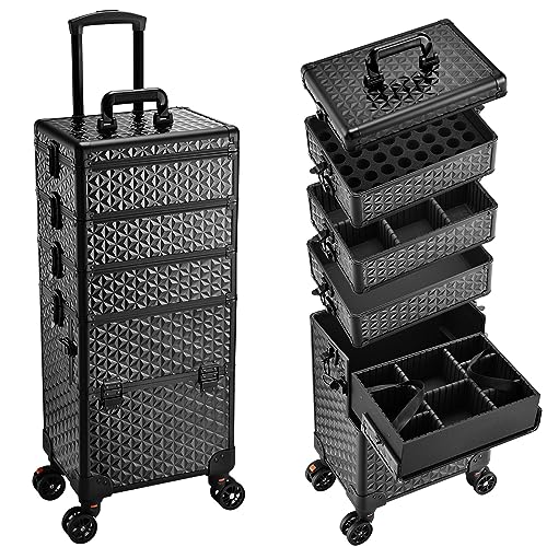 Faquenc 5 in 1 Makeup Train Case, Cosmetology Case on Wheels...