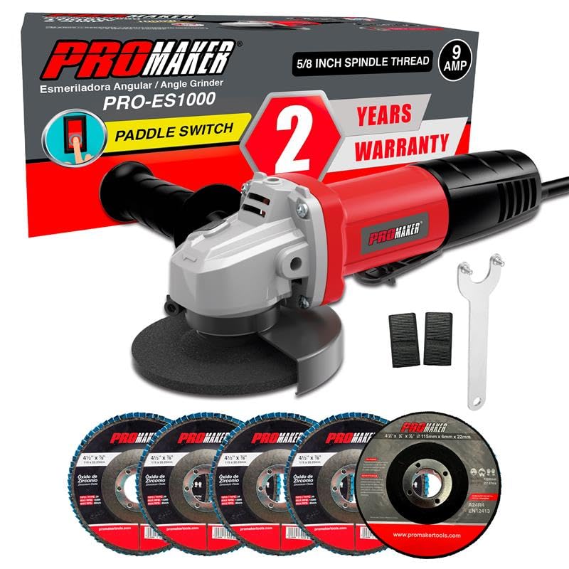 PROMAKER 9 Amp Angle Grinder, 4-1/2 in. with Paddle Switch, 12000...